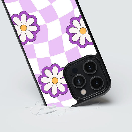 Flower Print Glass Phone Case