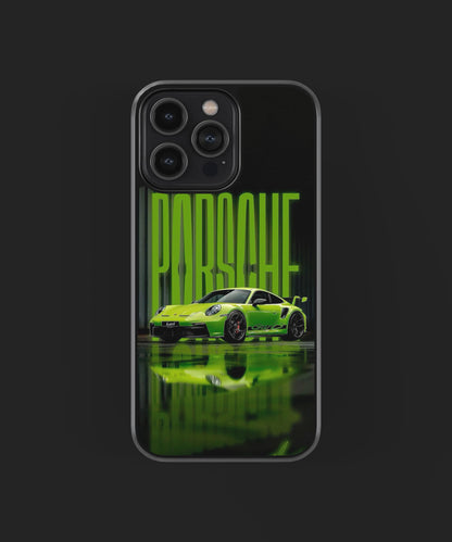 Vibrant Green Porsche automobile, |Phone Cover | Glass Case